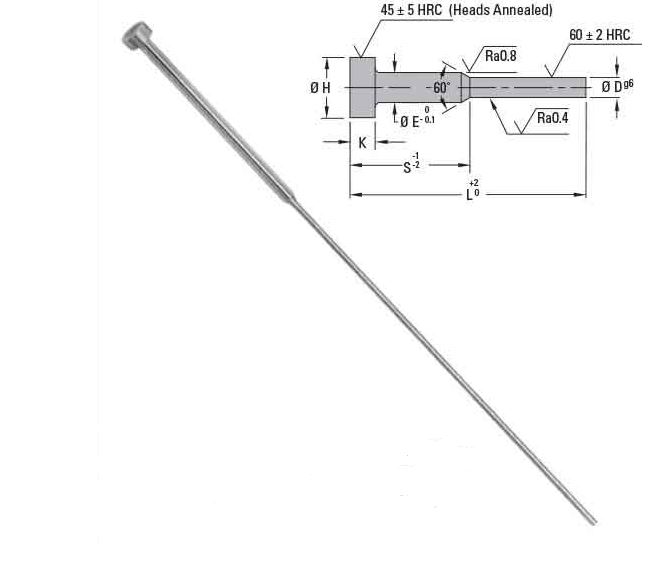 SP3-6 1/2 OS EJECTOR PIN TIPO HOMBRO DIAMETRO .005"