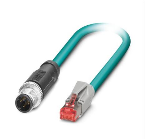 1403499 CABLE DE RED ETHERNET CAT5 100MBITS, 4 POLOS, SIN HALOGENOS, CONECTOR RECTO M12 RJ45, 3 MTS