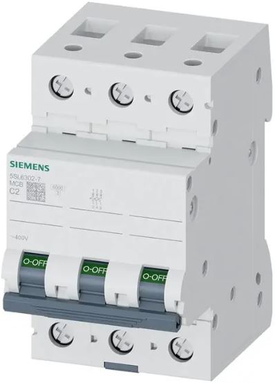 C 5SL6302-7 Siemens SENTRON 5SL6 MCB, 3P, 2A Curve 