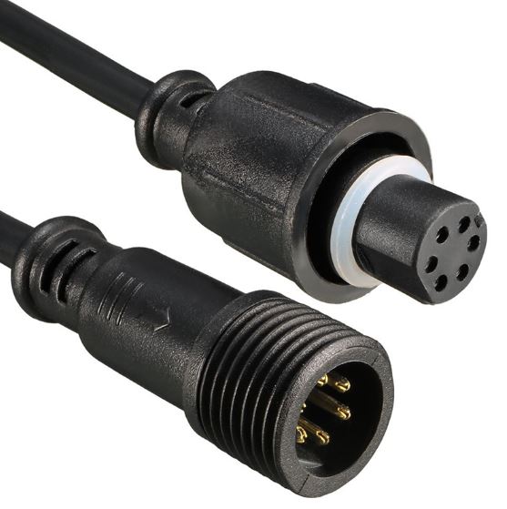 Male Female 20AWG 6Pin Black Waterproof Connector Cable for RGB+CCT LED Strip Light
