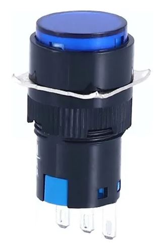 BEM-LA16-AZUL BOTON DE DETENCION. REINICIO AUTOMATICO 16MM CARCASA RETARDANTE DE FLAMA.