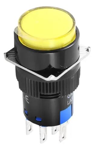 BEM-LA16-AMARILLO BOTON DE DETENCION. REINICIO AUTOMATICO 16MM CARCASA RETARDANTE DE FLAMA.